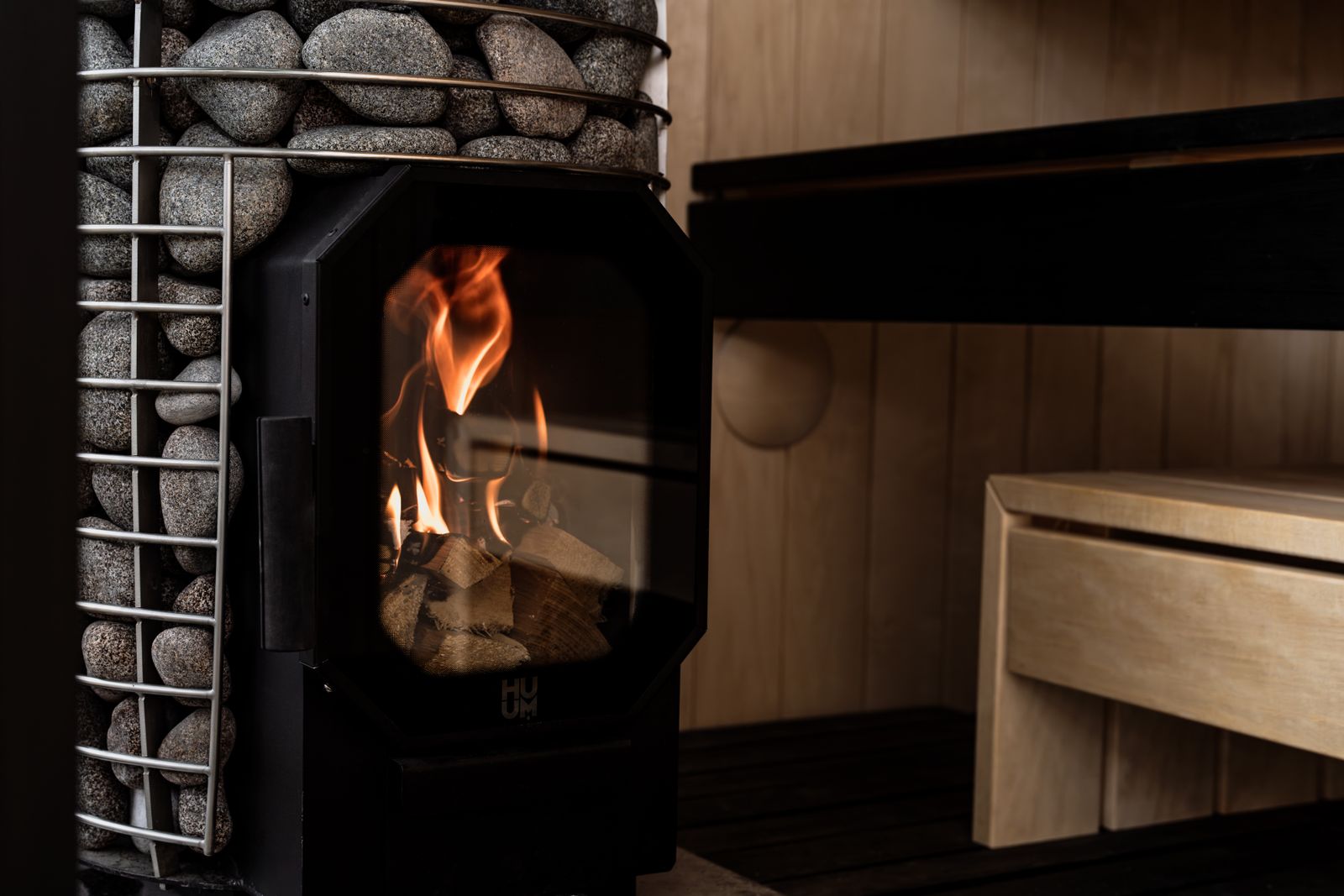 The cedar sauna, hot by two in the afternoon