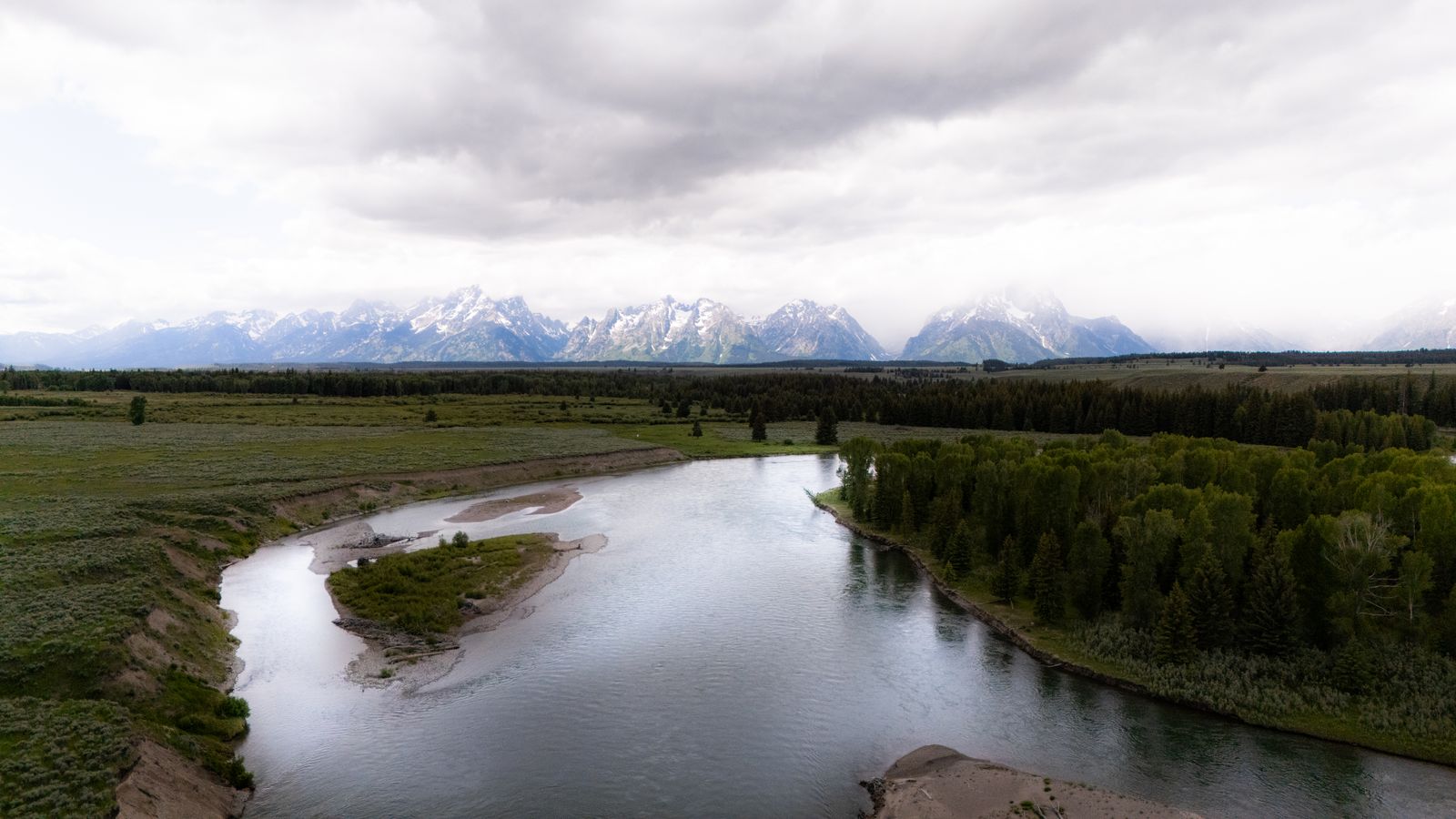 The Snake River below the Teton range, near the lodge